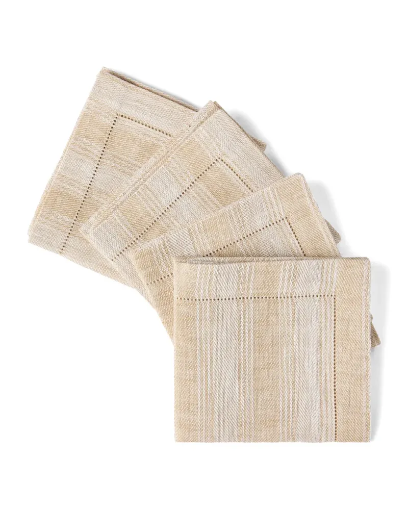 Brunello Cucinelli Gestreifte Leinenservietten (4er-Set) - Nude Nude