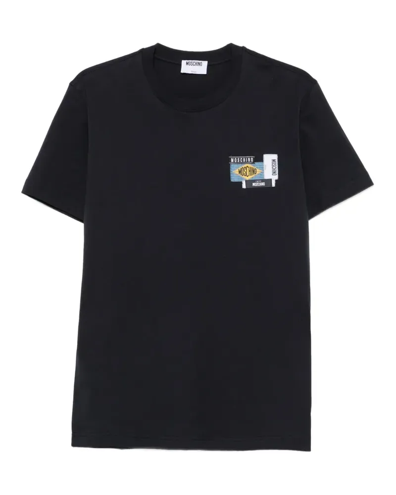 Moschino T-Shirt mit Logo-Patch - Blau Blau