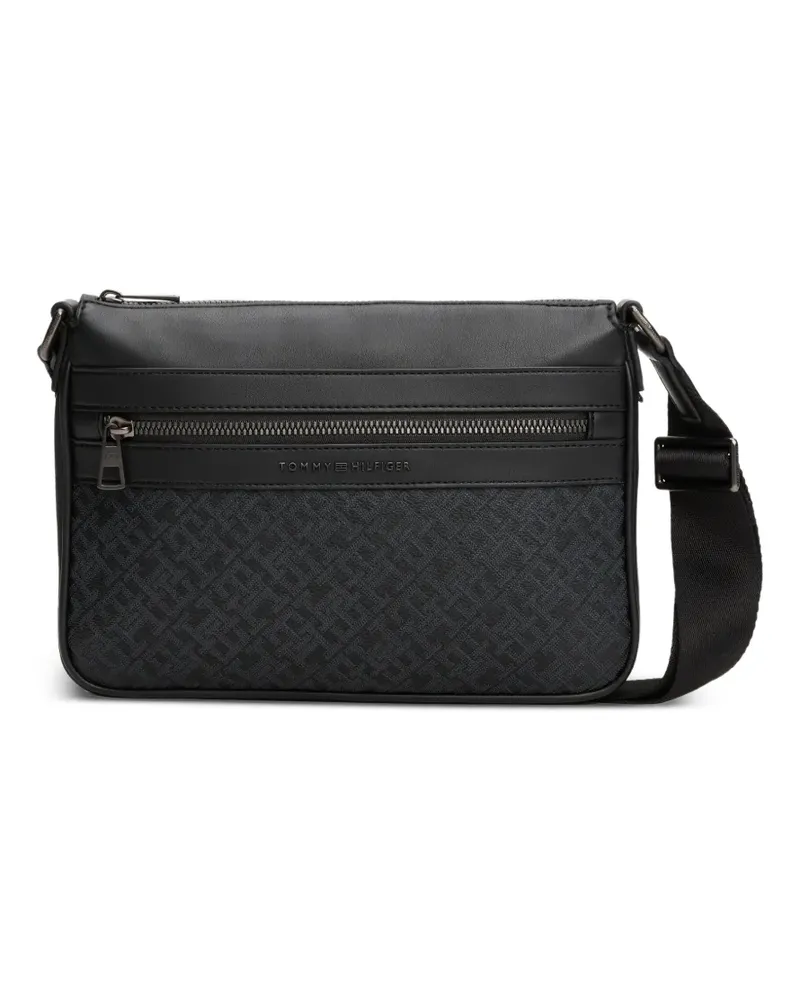Tommy Hilfiger Schultertasche mit Monogrammmuster - Schwarz Schwarz