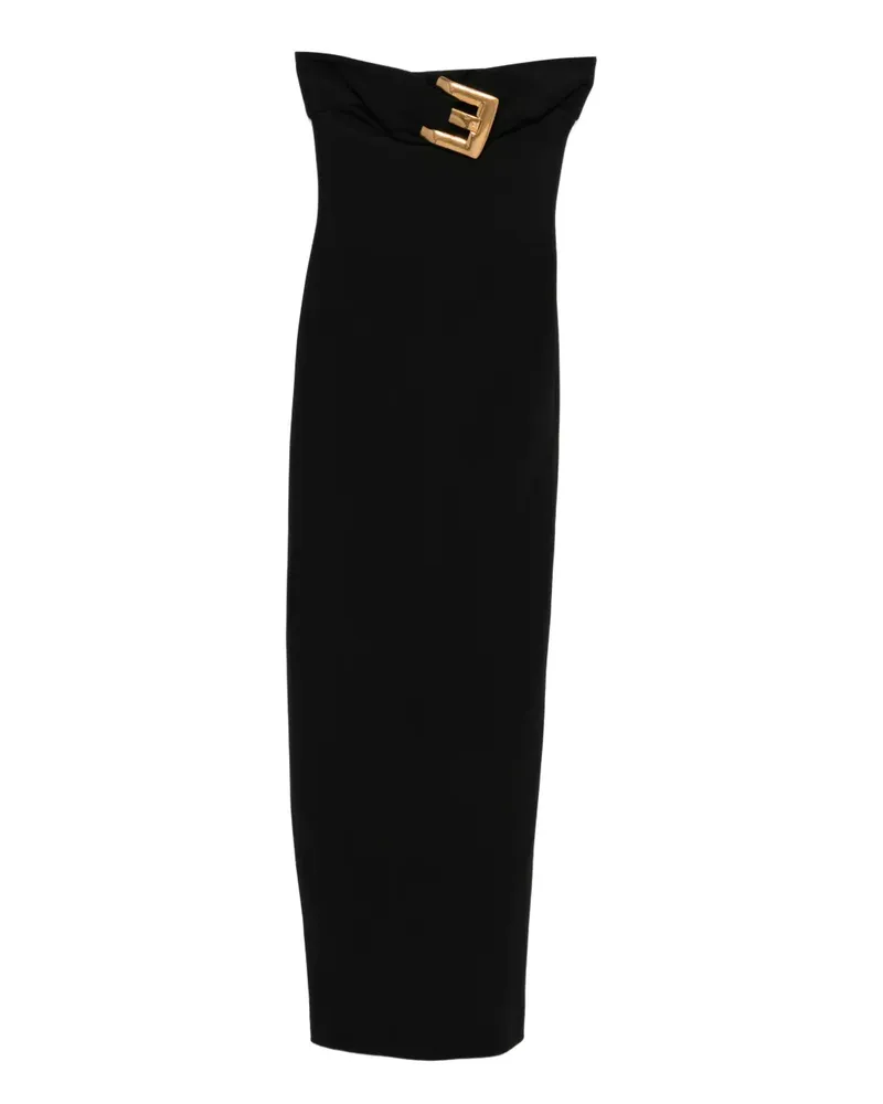 Balmain Schulterfreies Maxikleid - Schwarz Schwarz