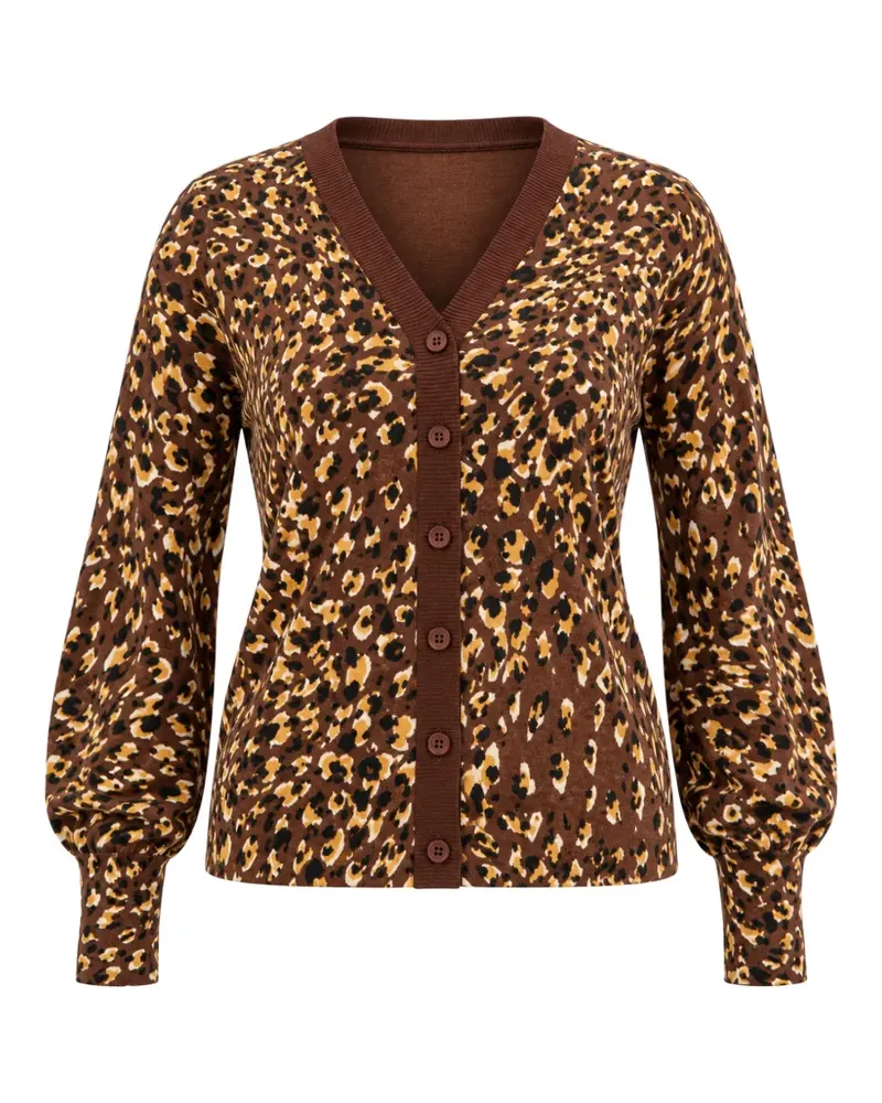 Twin-Set leopard-print V-neck cardigan - Braun Braun