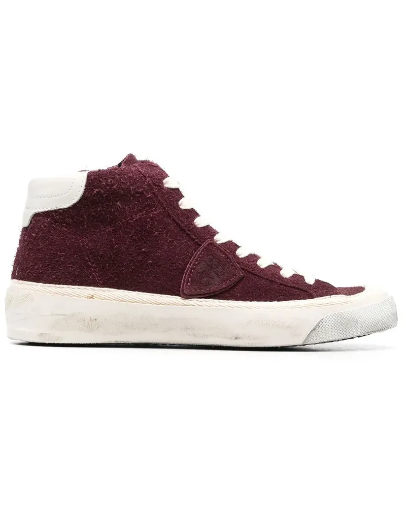 Philippe Model High-Top-Sneakers in Distressed-Optik - Rot Rot