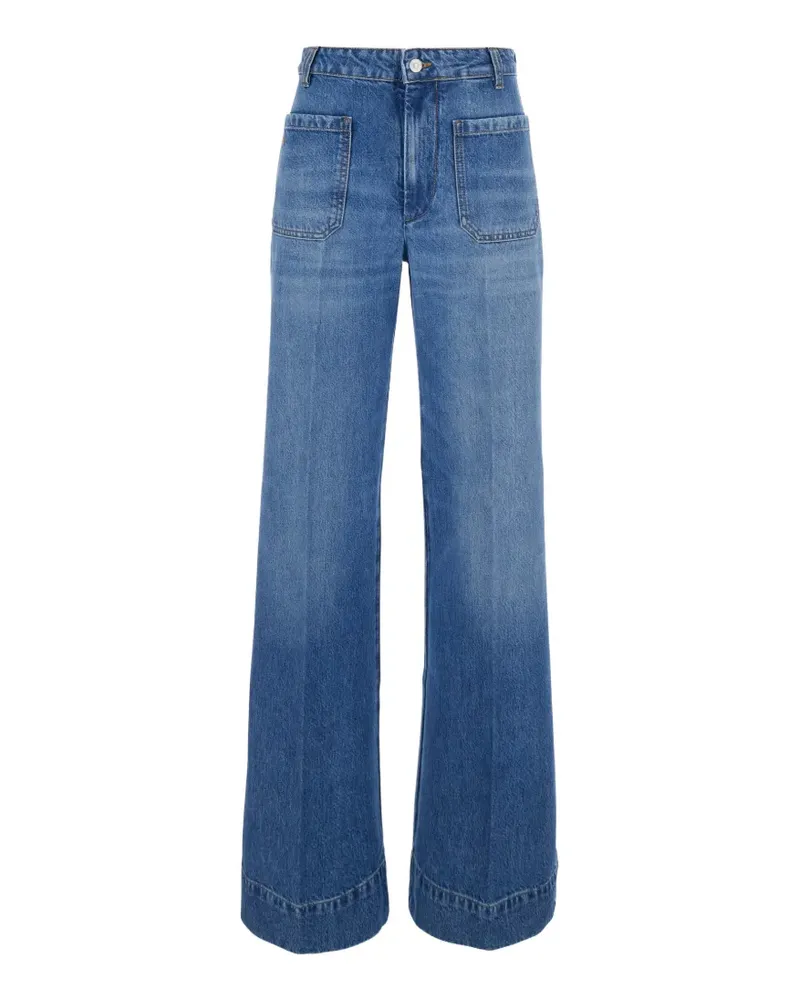 Victoria Beckham Weite Alina Jeans mit aufgesetzter Tasche - Blau Blau