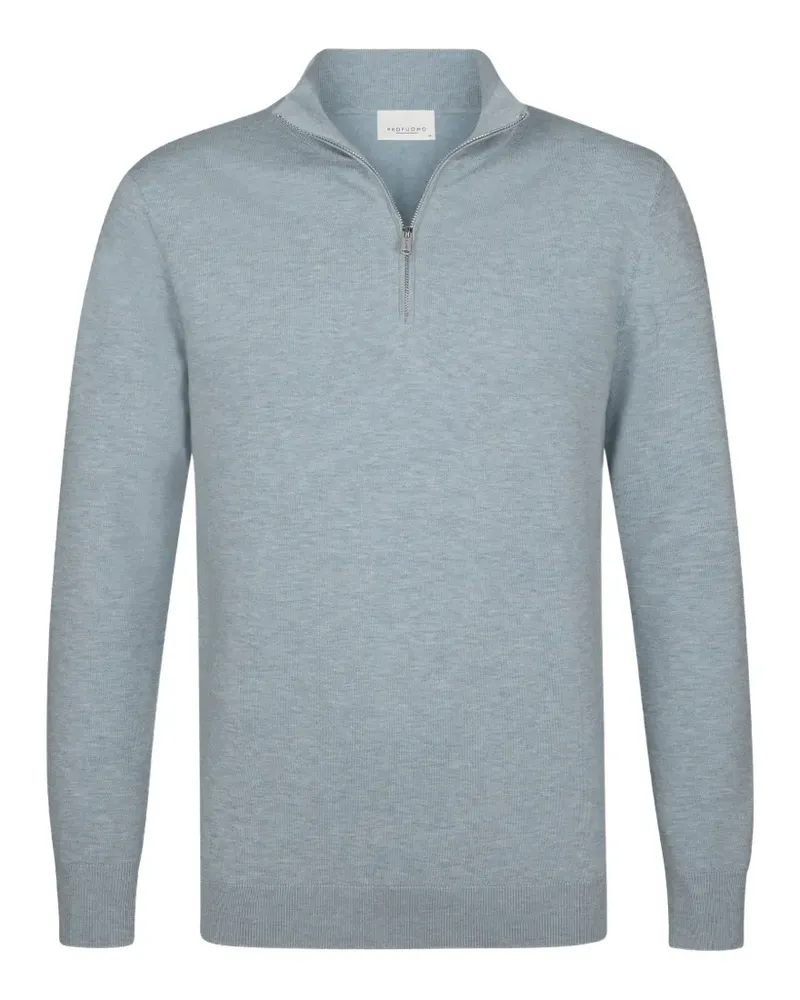 Profuomo Pullover mit kurzem Reißverschluss - Blau Blau