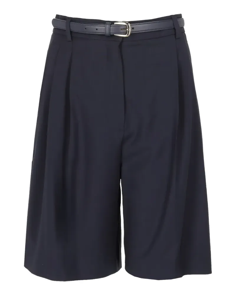 Max Mara Bundfaltenshorts mit Gürtel - Blau Blau