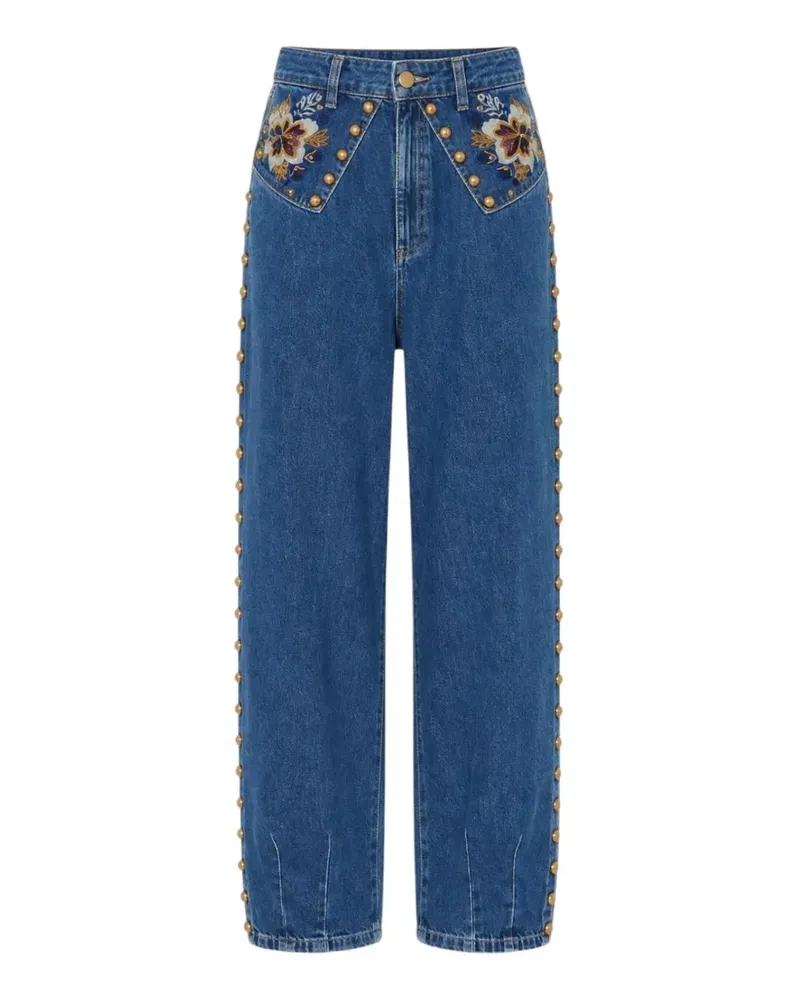 FARM Rio Jeans mit Nieten und Blumenstickerei - Blau Blau