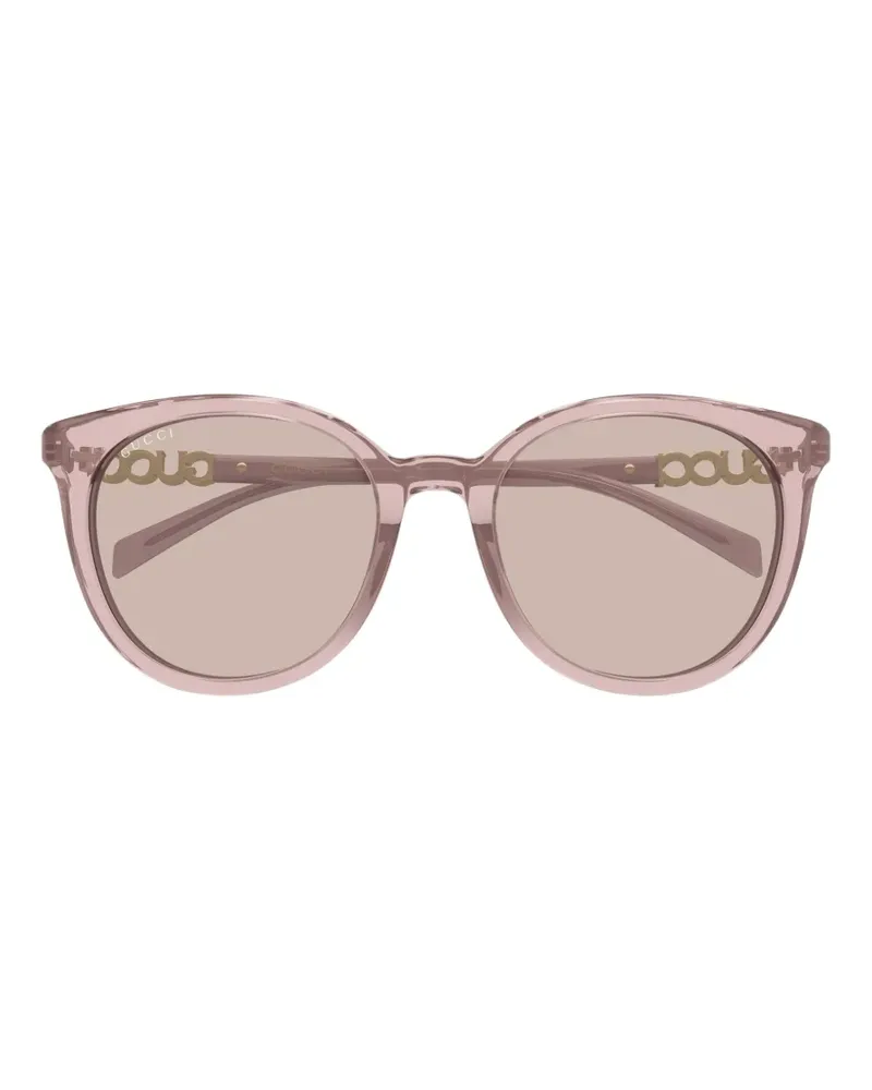 Gucci Runde Sonnenbrille mit Logo-Schild - Rosa Rosa