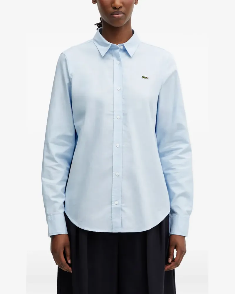 Lacoste logo-patch button-down shirt - Blau Blau