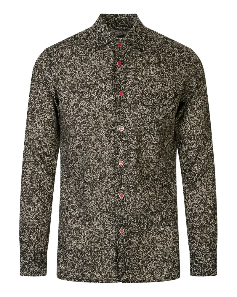 Kiton floral-print long-sleeve shirt - Schwarz Schwarz