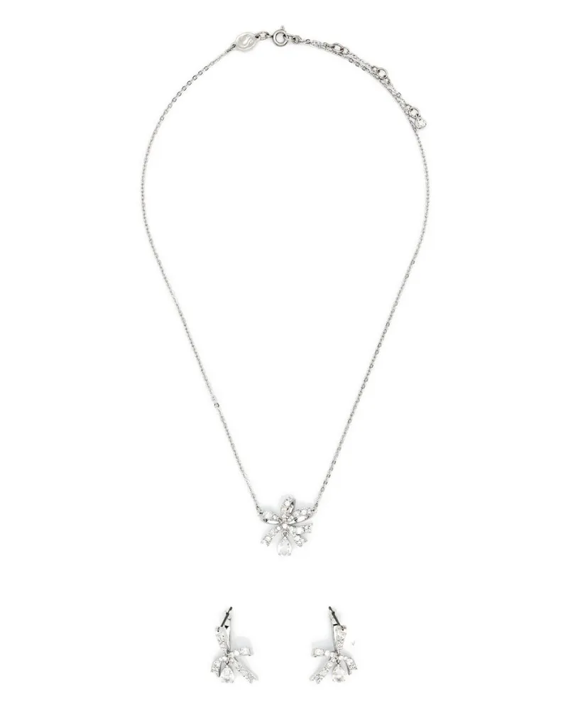 Swarovski Volta Set aus Halskette und Ohrringen mit Schleife - Silber Silber