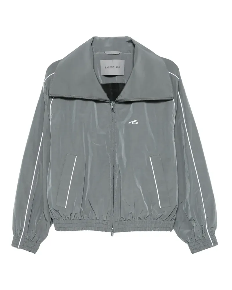 Balenciaga logo-print high-neck lighweight jacket - Grau Grau
