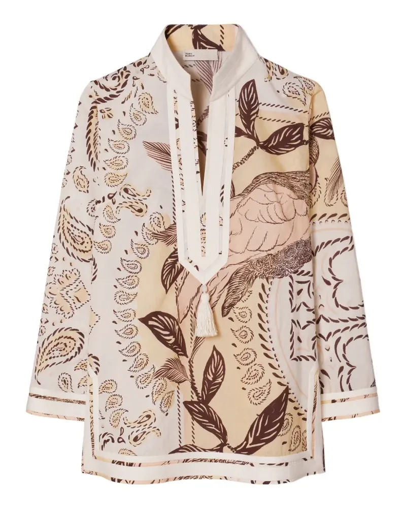 Tory Burch printed cotton Tory tunic - Nude Nude
