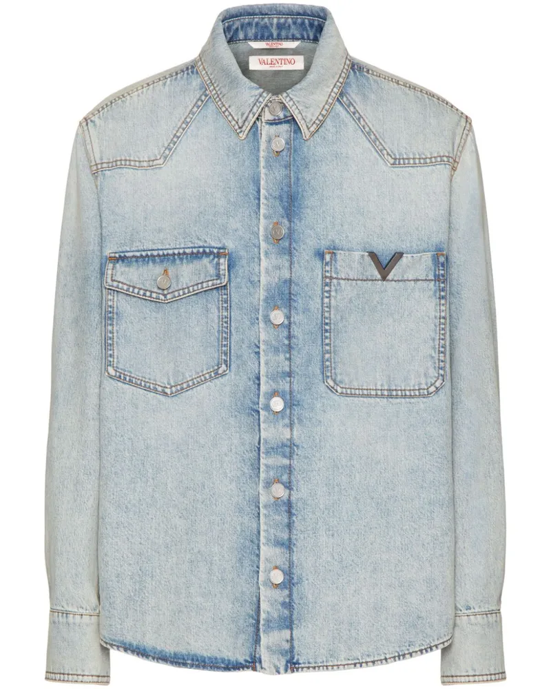 Valentino Garavani Jeanshemd mit V-Detail - Blau Blau