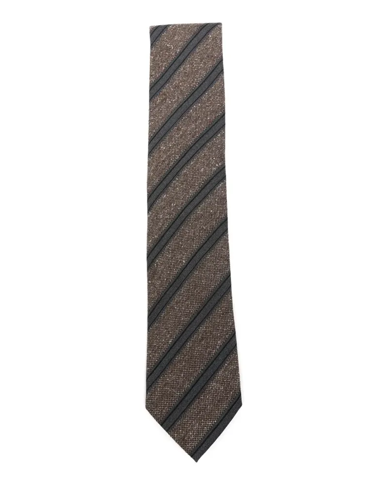 Ermenegildo Zegna Krawatte mit diagonalen Streifen - Braun Braun