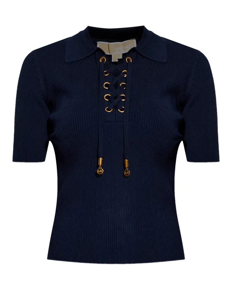 Michael Kors lace-up polo top - Blau Blau