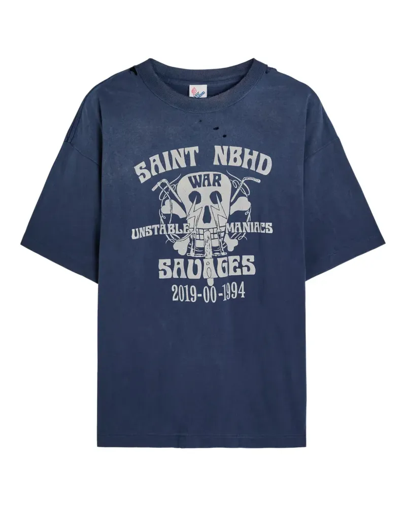 SAINT MXXXXXX x Neighborhood T-Shirt mit grafischem Print - Blau Blau