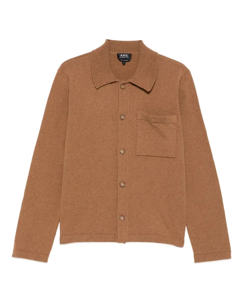 A.P.C. Geknöpfter Cardigan mit aufgesetzten Taschen - Braun Braun