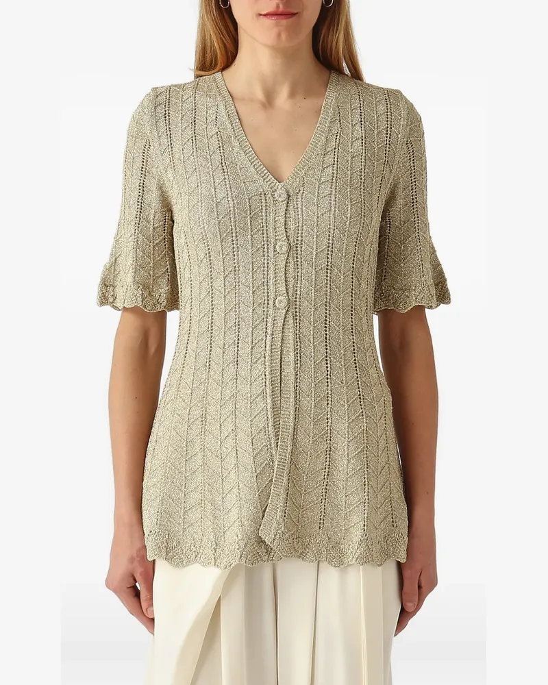 Twin-Set Chevron-Pullover in Pointelle-Strick - Gold Gold