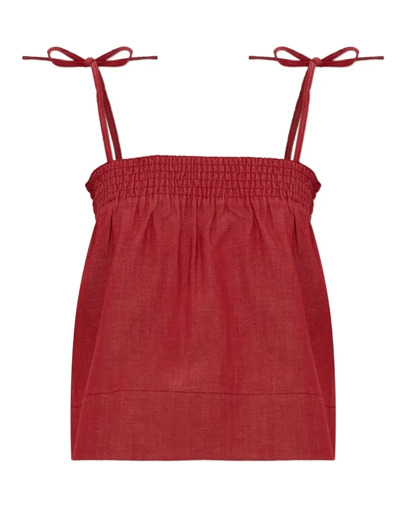 A.P.C. tie-strap smocked top - Rot Rot