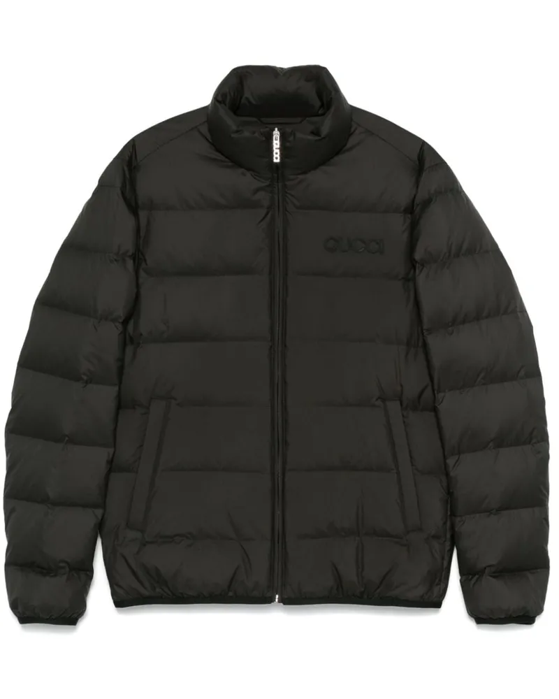 Gucci Gefütterte Jacke mit Logo-Stickerei - Grau Grau