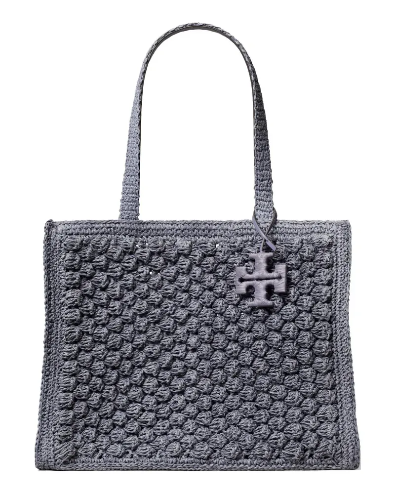 Tory Burch small Ella hand-crocheted popcorn tote bag - Grau Grau