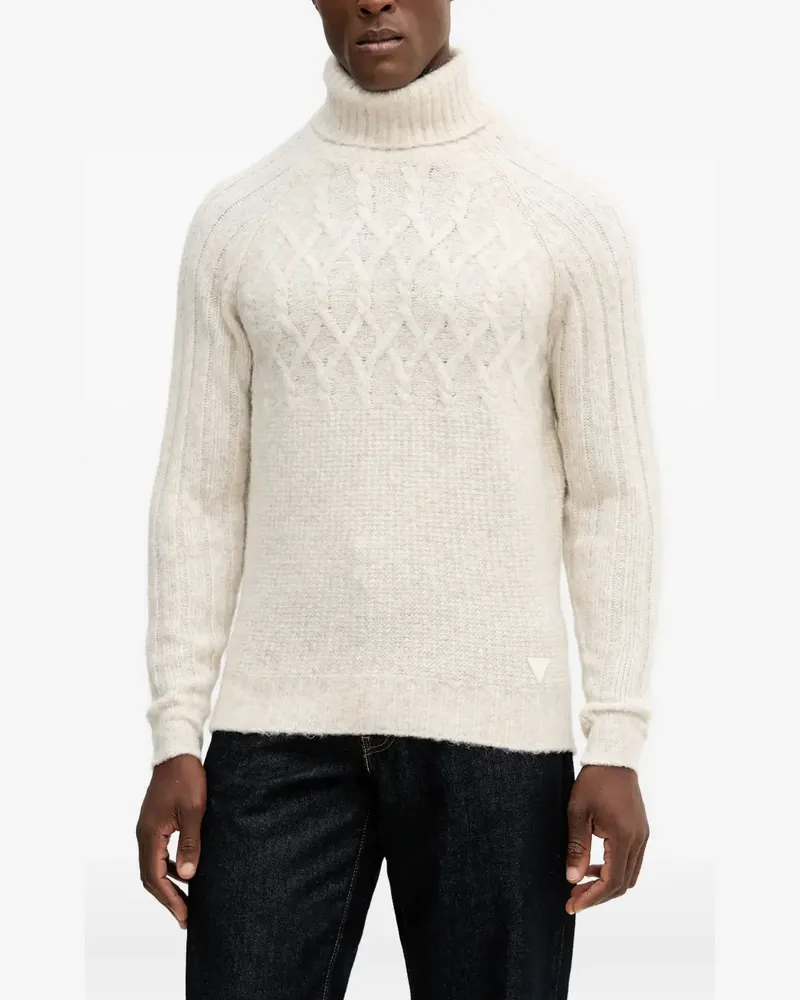 Guess Rollkragenpullover mit Zopfmuster - Nude Nude