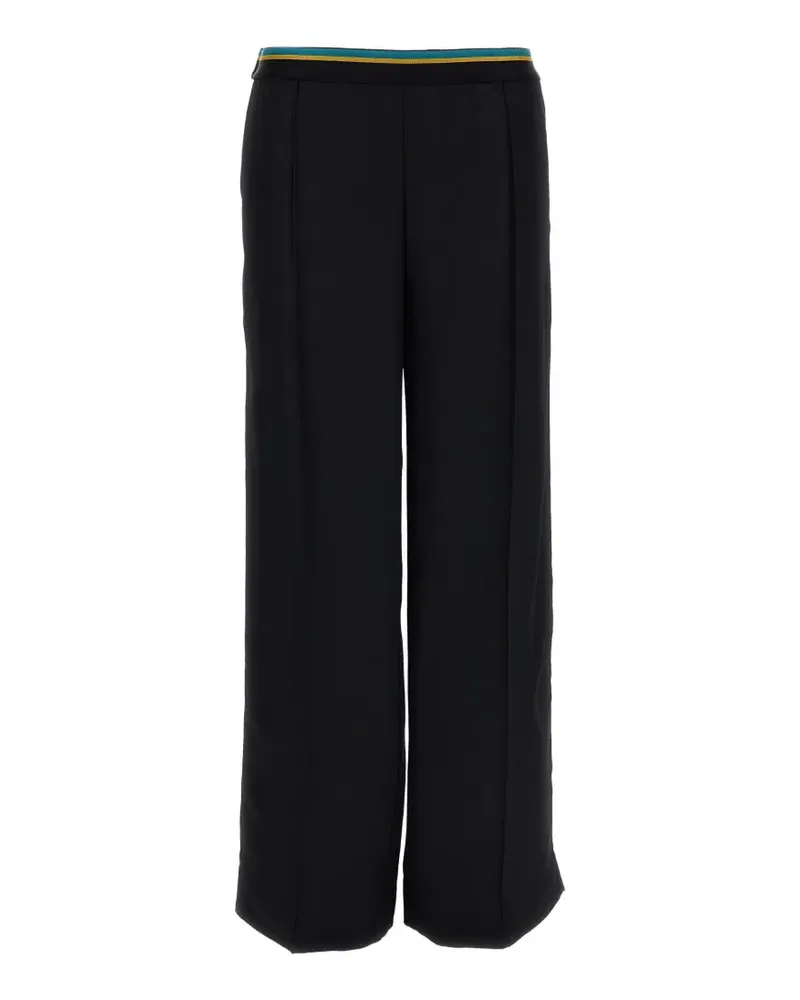 PLAN C elasticated-waistband straight-leg trousers - Schwarz Schwarz
