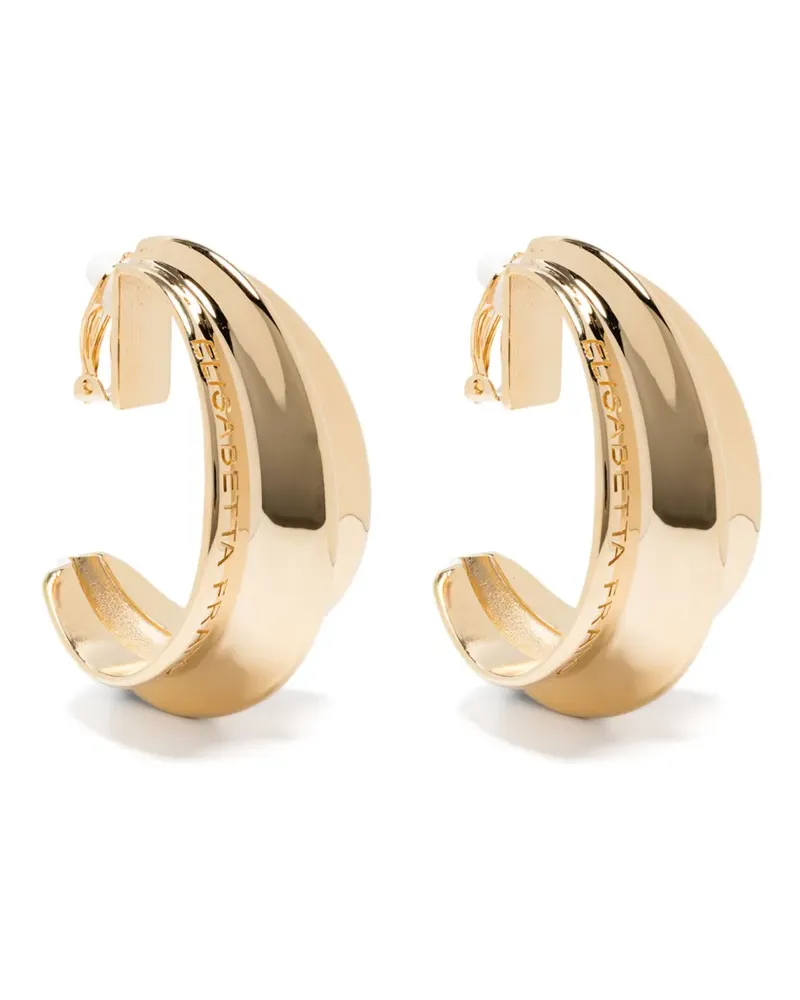 Elisabetta Franchi Ohrclips mit Logo-Gravur - Gold Gold