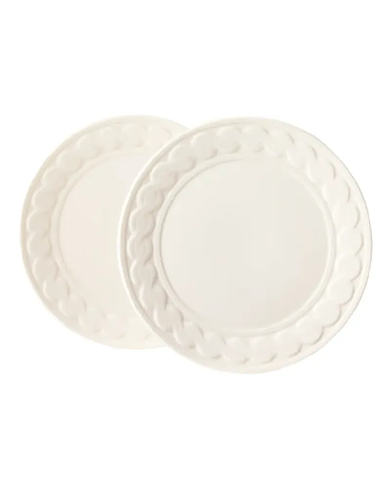 Ralph Lauren Home Dessertteller mit Zopfmuster (Set aus zwei Teilen) - Weiß Weiß