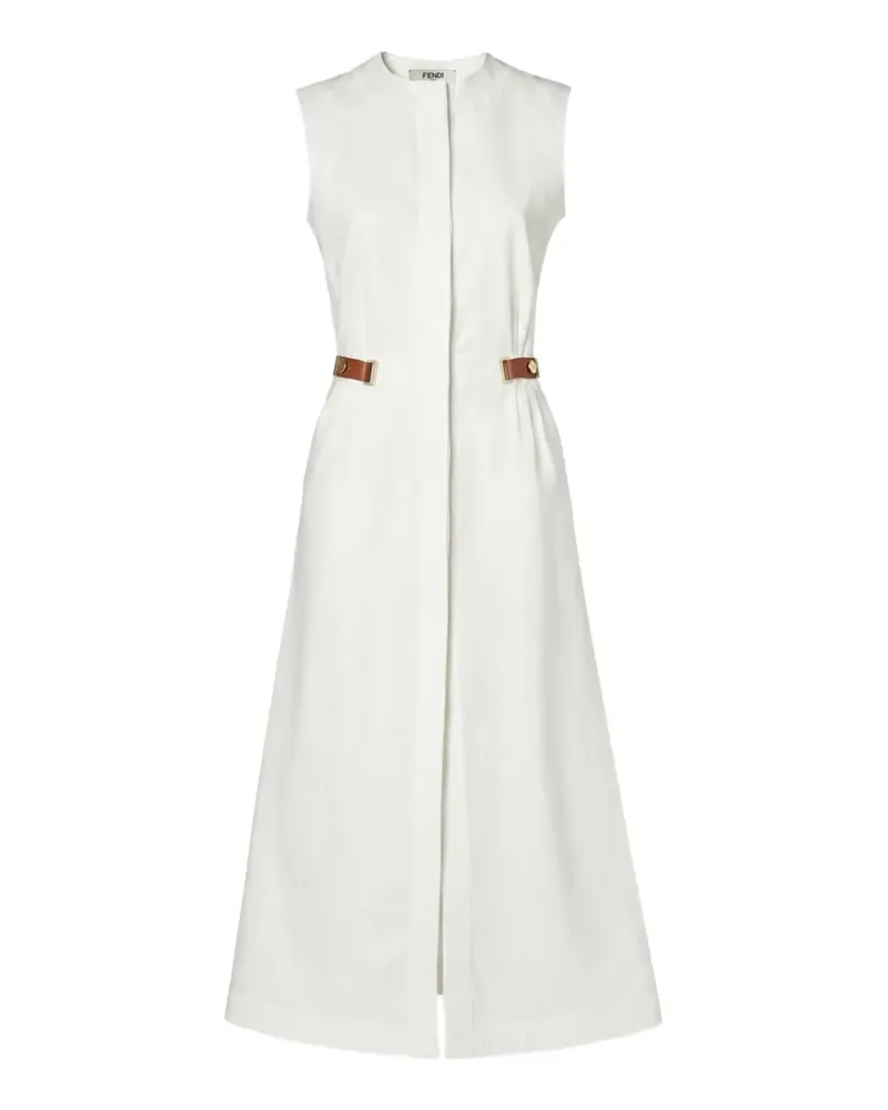 Fendi leather-trimmed sleeveless midi dress - Weiß Weiß