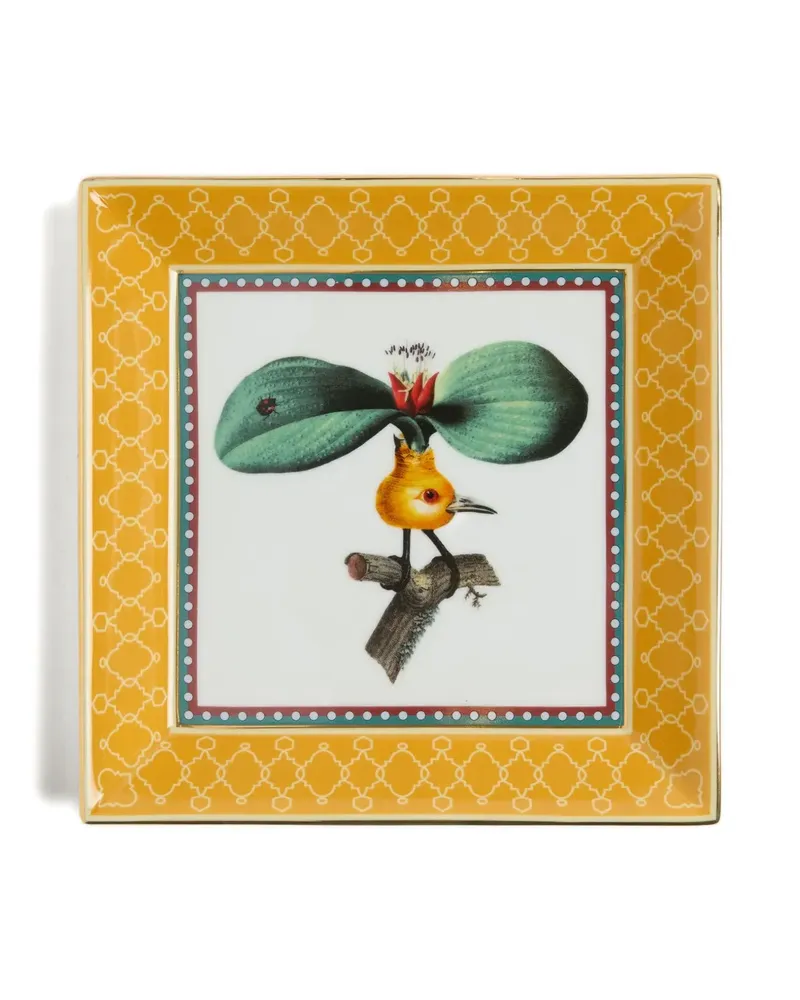 La DoubleJ Quadratische Schmuckablage mit Print (21cm x 21cm) - Gelb Gelb