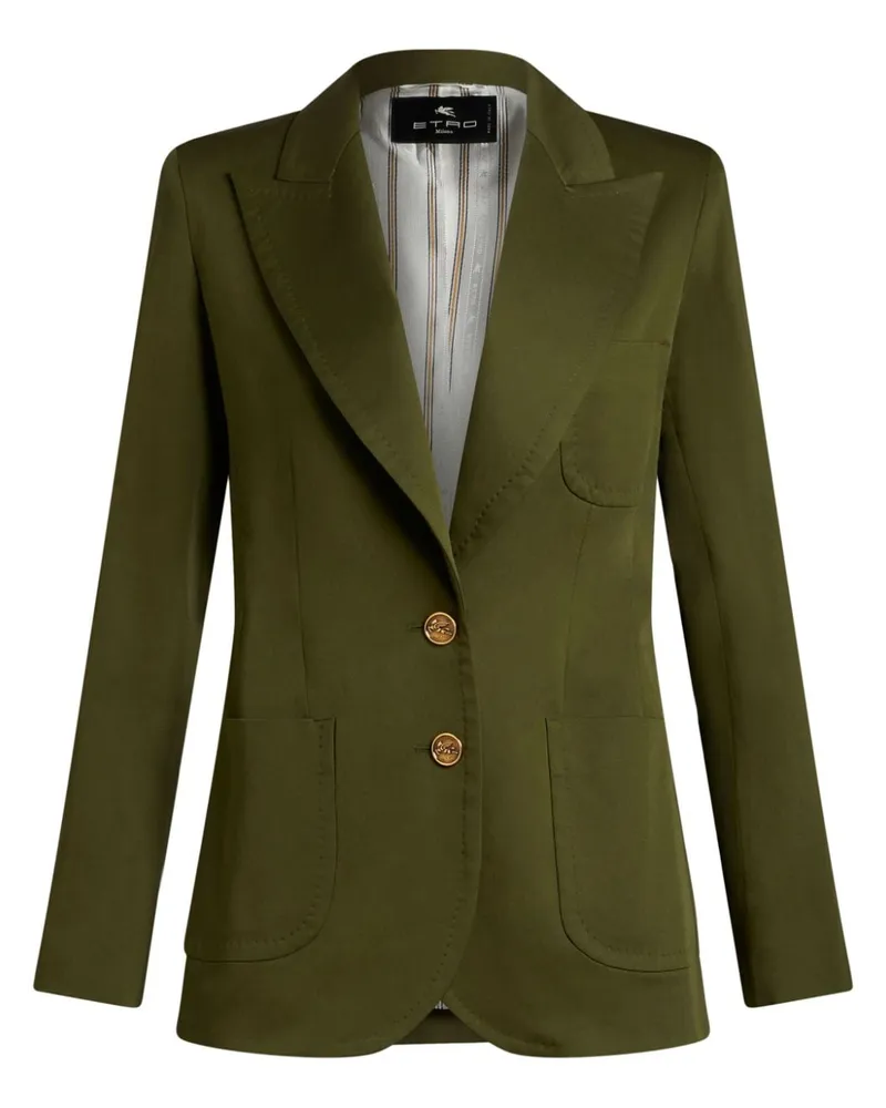 Etro Einreihiger Blazer mit Pegaso-Knöpfen - Grün Grün