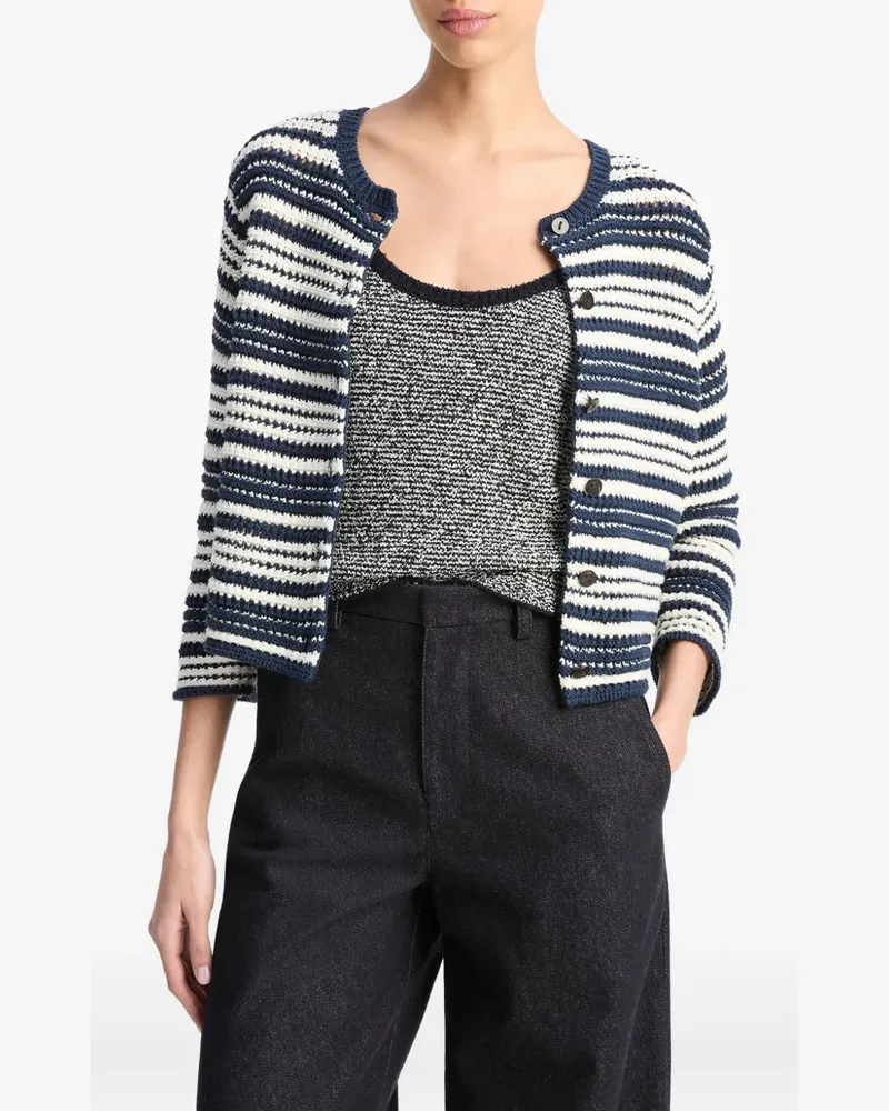 Vince Cardigan mit strukturierten Streifen - Blau Blau