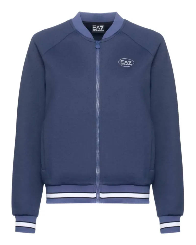 EA7 logo-print zip-up bomber jacket - Blau Blau