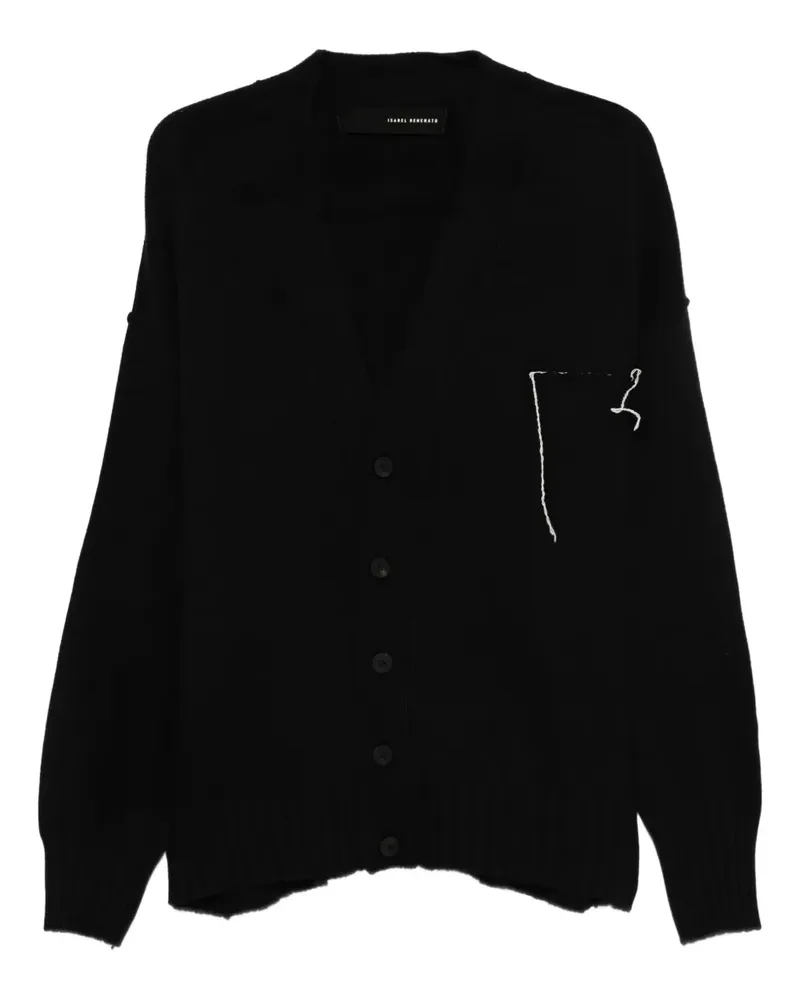 Isabel Benenato Geknöpfter Cardigan mit ausgefransten Kanten - Schwarz Schwarz
