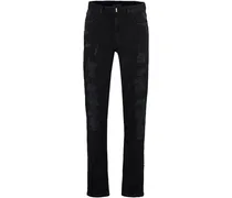 Schmale Destroyed-Jeans - Schwarz