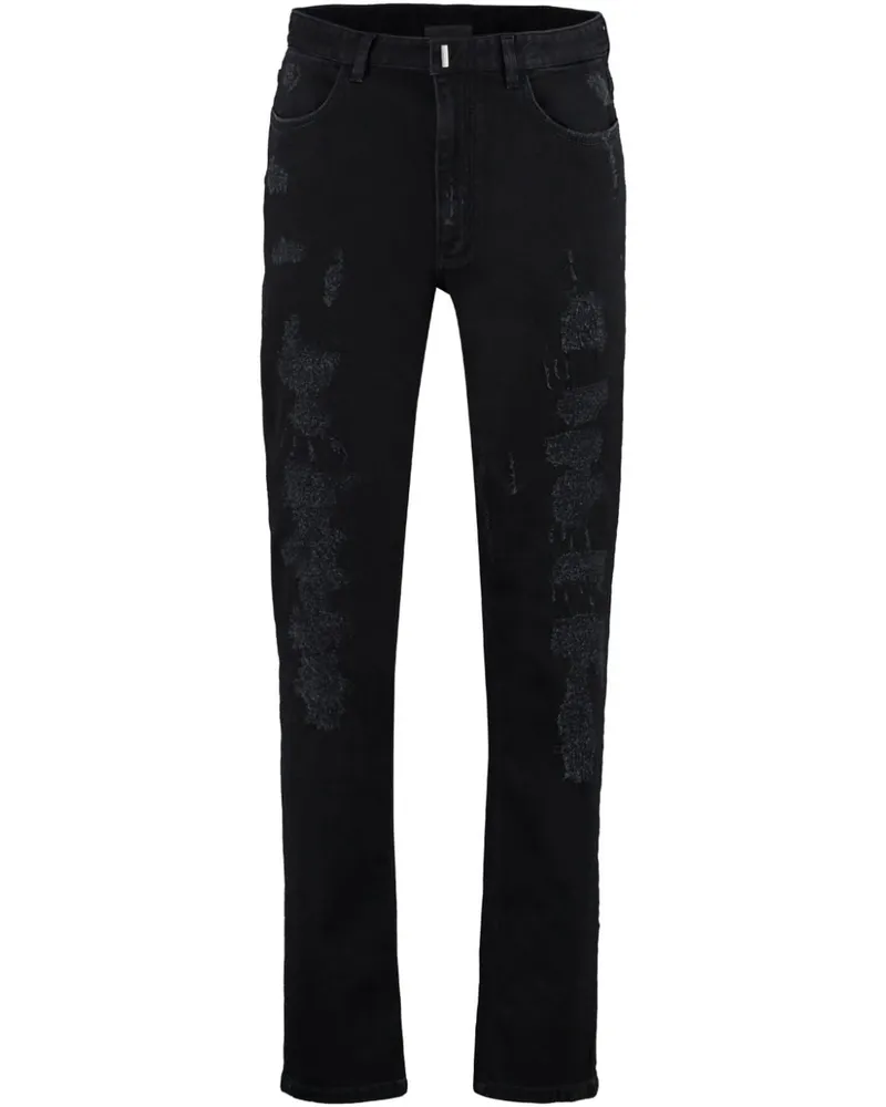 Givenchy Schmale Destroyed-Jeans - Schwarz Schwarz