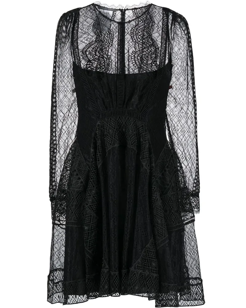 Alberta Ferretti Minikleid mit Spitzeneinsatz - Schwarz Schwarz