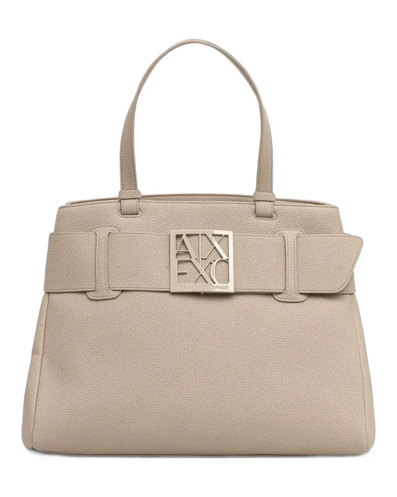 Armani Exchange logo-plaque tote bag - Nude Nude