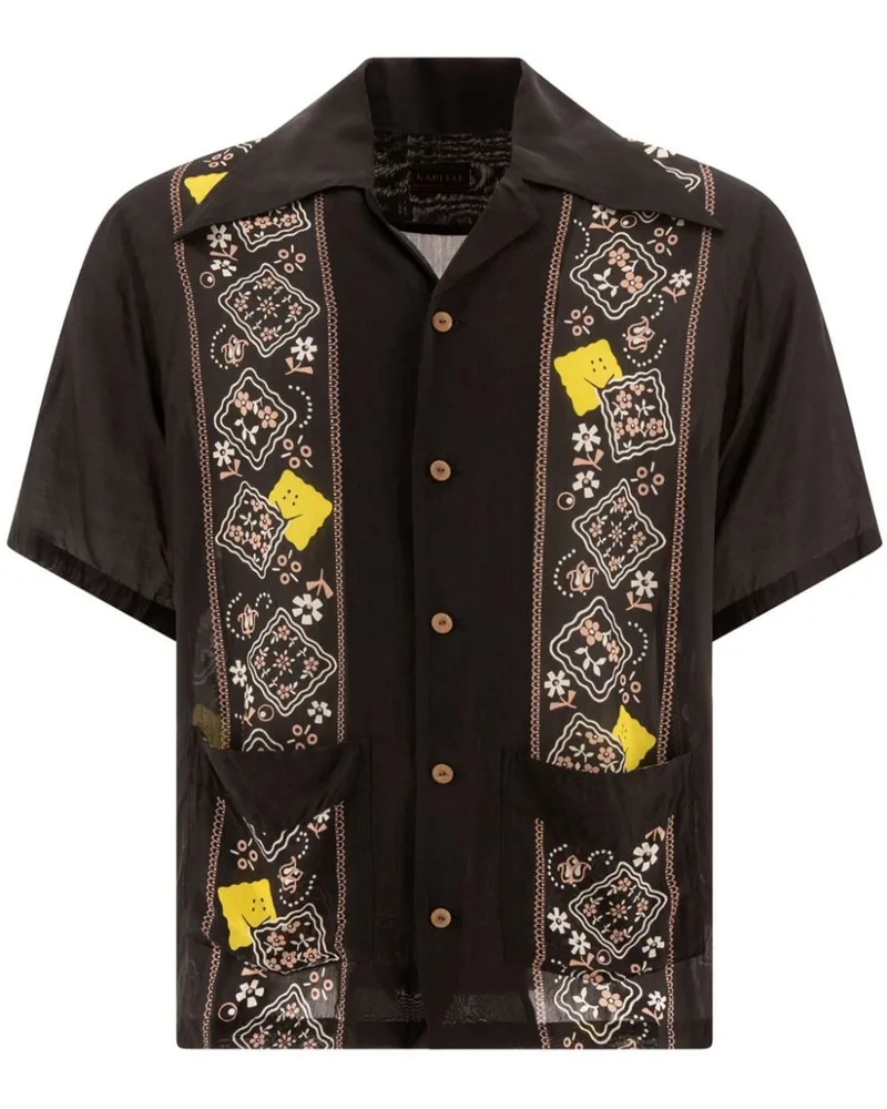 KAPITAL Hemd mit Blumenmuster - Schwarz Schwarz