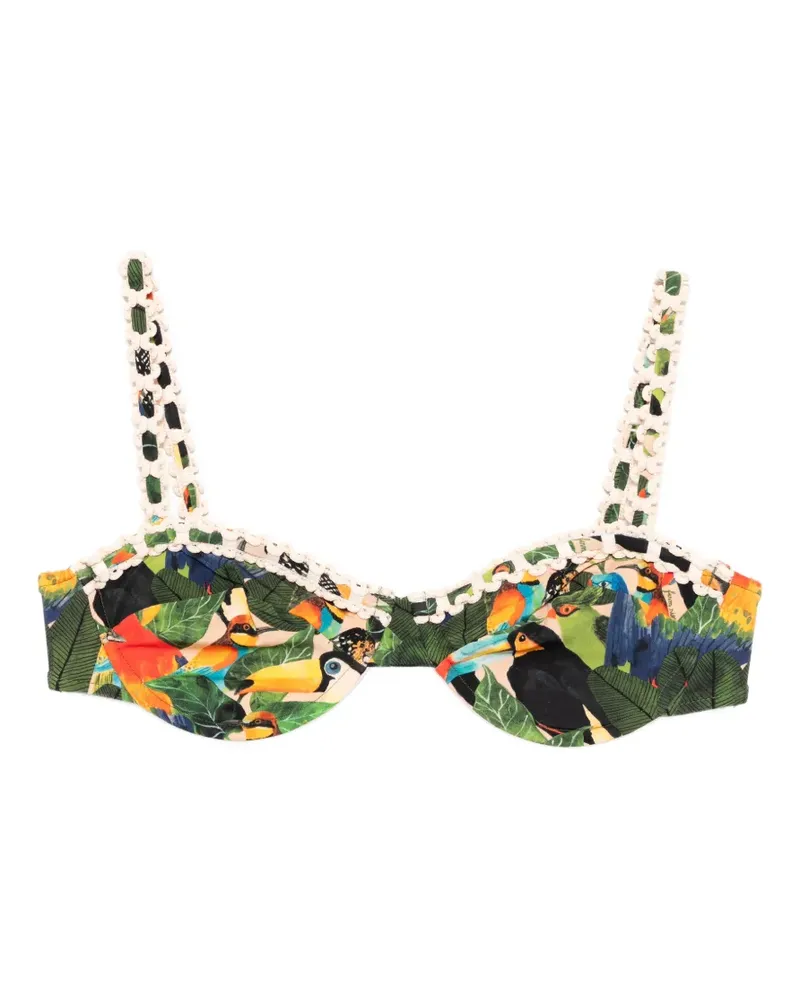 FARM Rio bird-print bikini top - Grün Grün