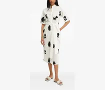 Hemdkleid mit Blumen-Print - Weiß
