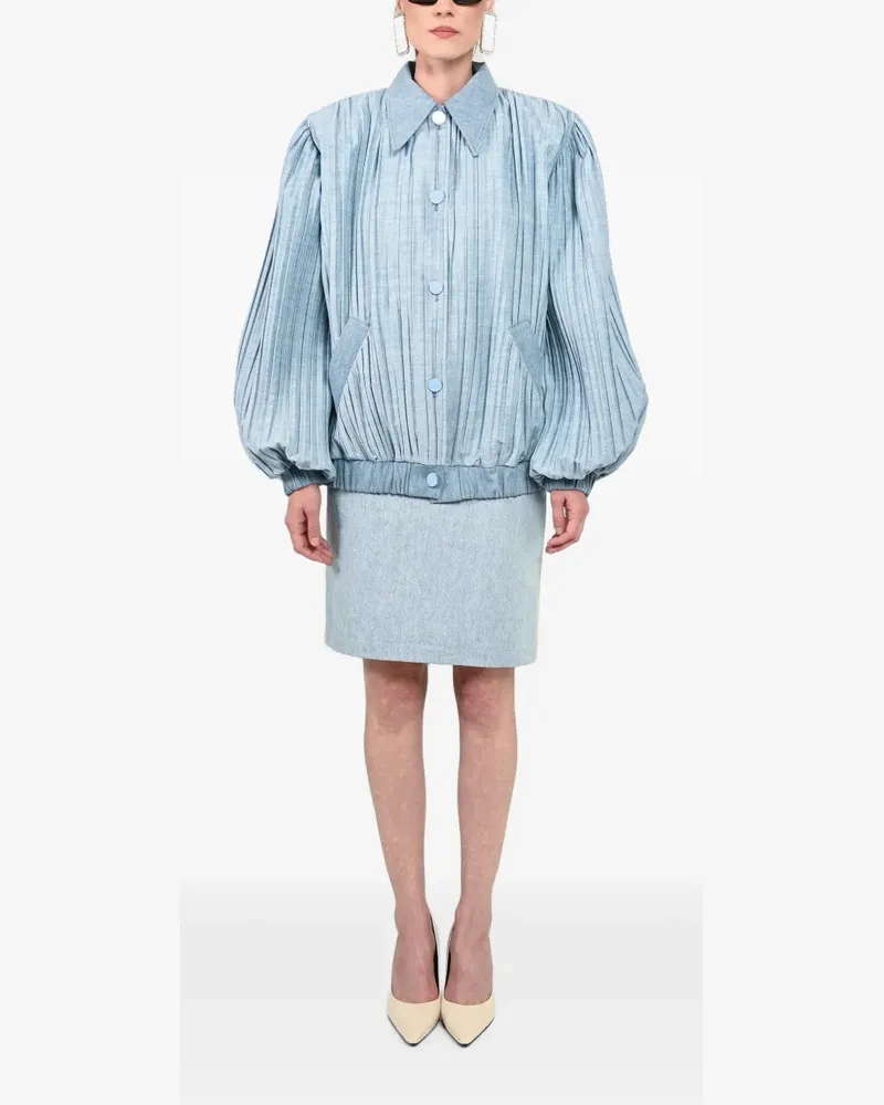 Rowen Rose pleated denim jacket - Blau Blau