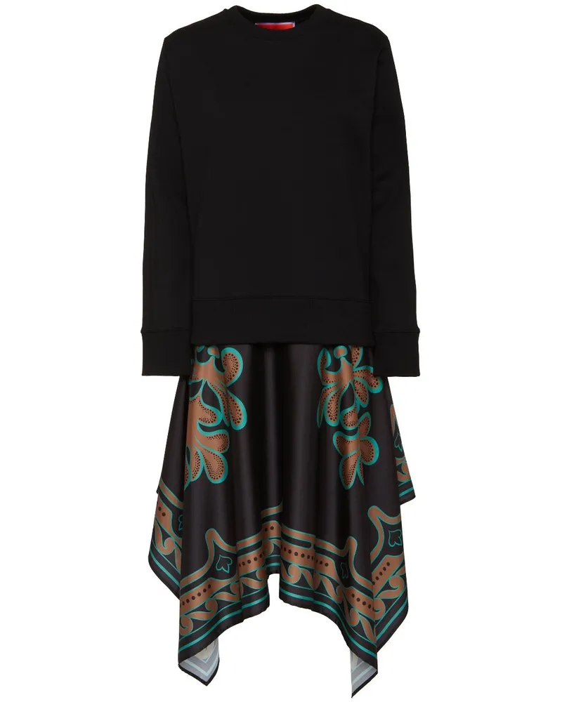 La DoubleJ Sporty Foulard Midikleid - Schwarz Schwarz