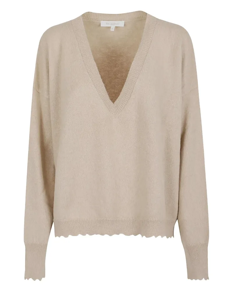 Antonelli Firenze scalloped V-neck sweater - Nude Nude
