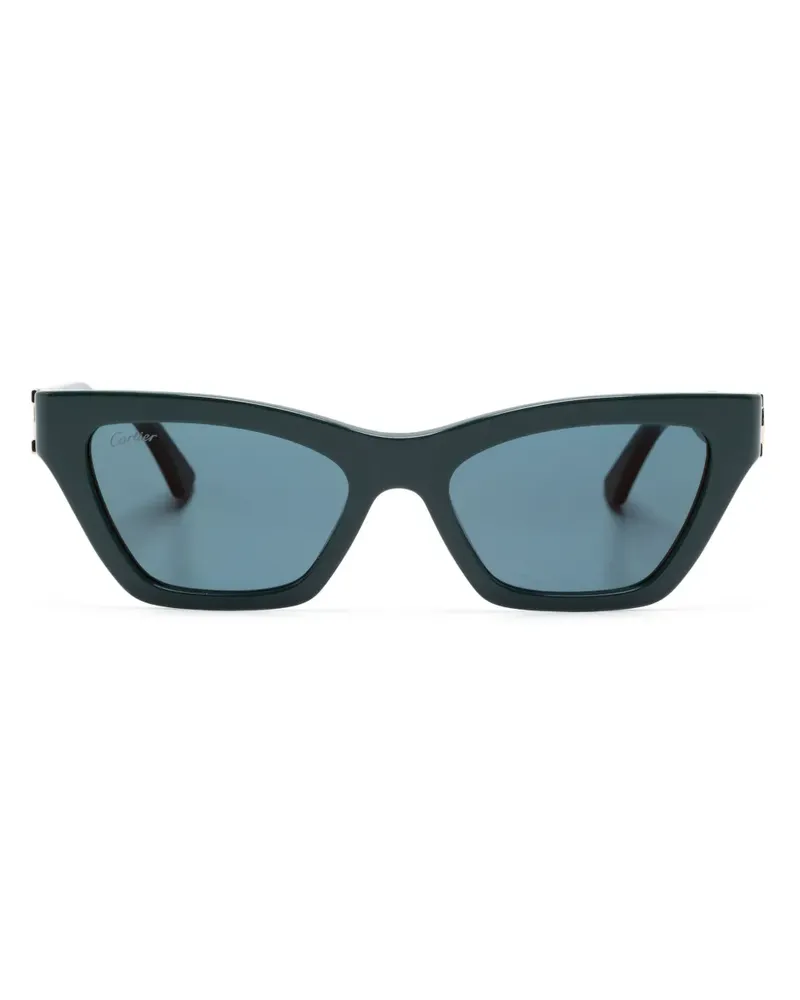 Cartier Eckige Sonnenbrille mit Logo-Schild - Blau Blau