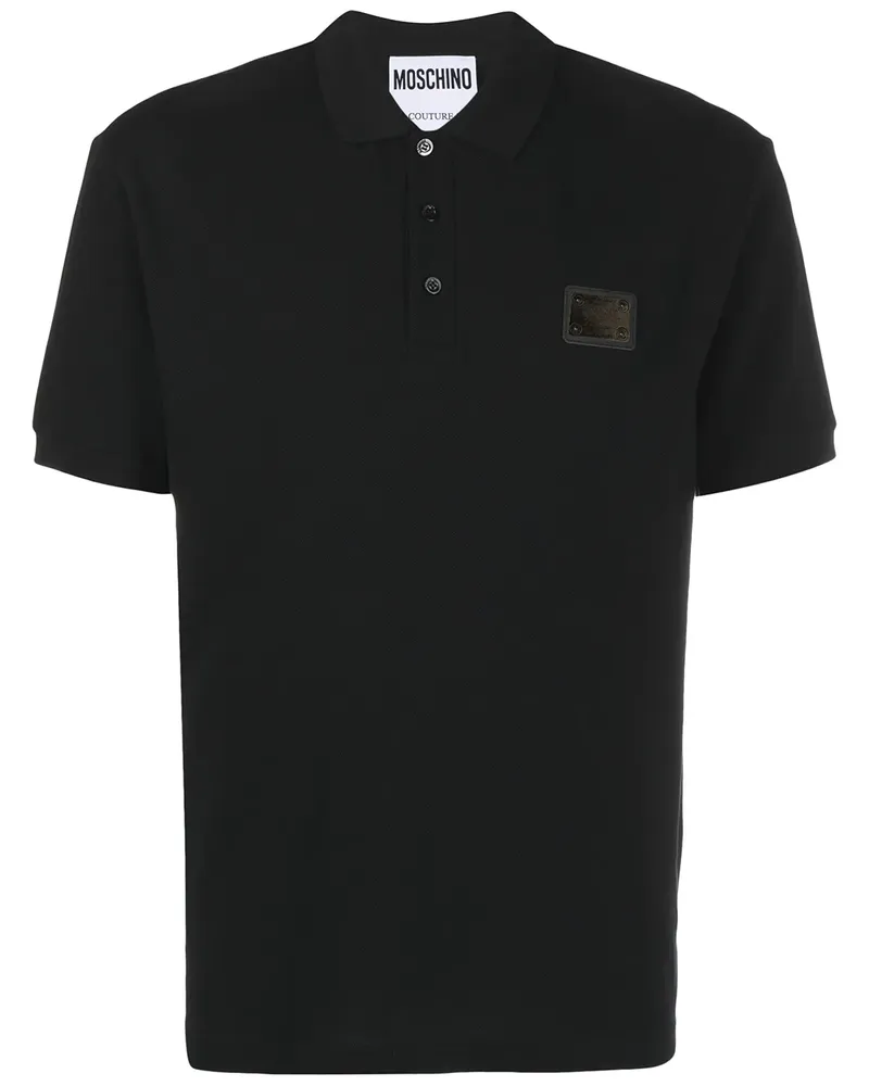 Moschino Poloshirt mit Logo-Schild - Schwarz Schwarz