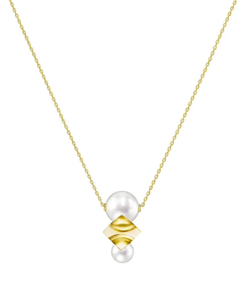 TASAKI 18kt Square Leaf Gelbgoldhalskette mit Perle Gold