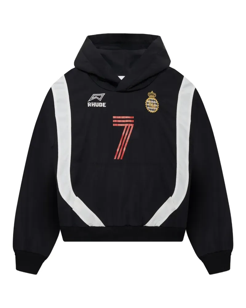 RHUDE Lago Soccer Jersey-Hoodie - Schwarz Schwarz