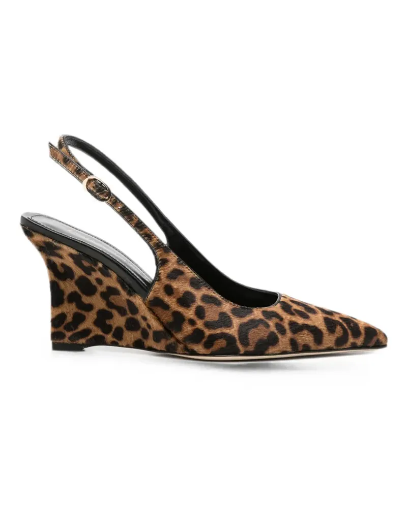 Stuart Weitzman Vinnie leopard-print wedge pumps - Braun Braun